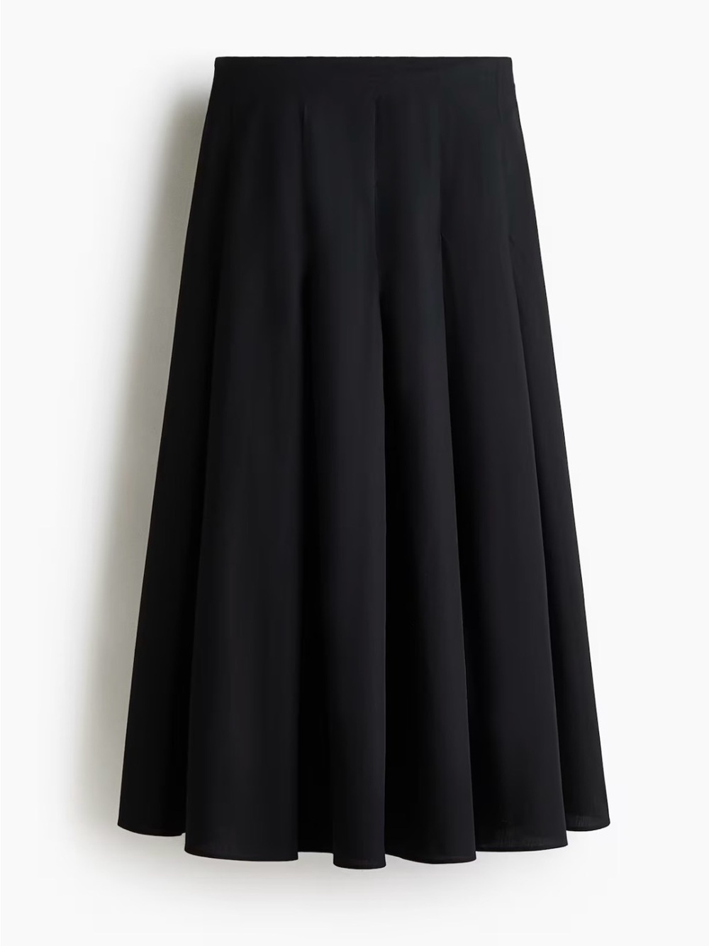 NWOT | H&M Midi Poplin Skirt in Black 100% Cotton | Size: 2